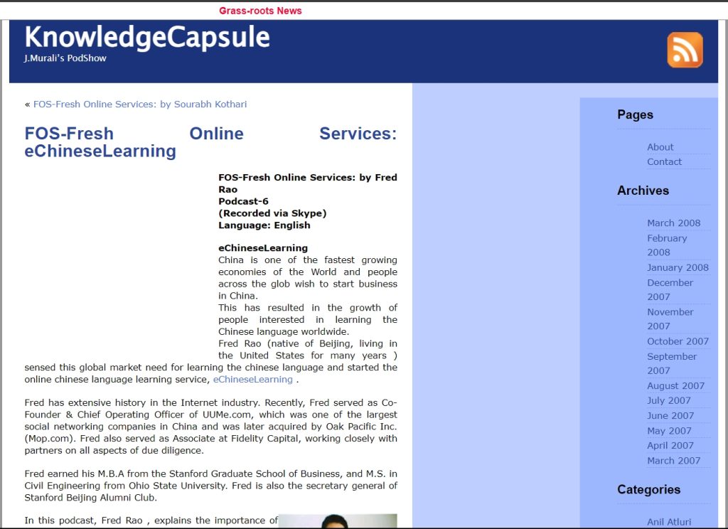 FOSFresh Online Services eChineseLearning