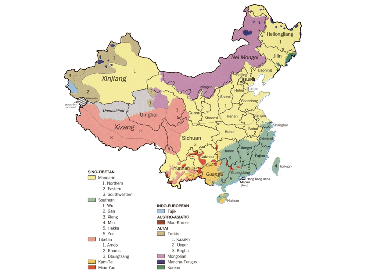 dialect map of China